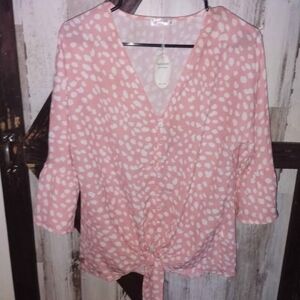 Kancy Pink Polka Dot Women's Top